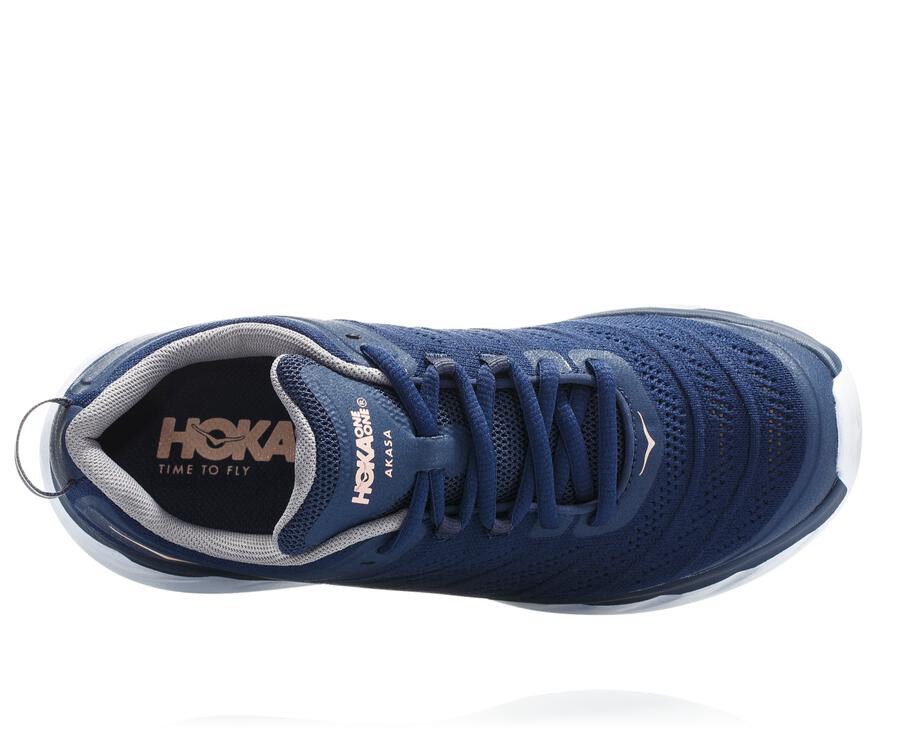 Hoka One One ランニングシューズ レディース 青/白 - Akasa - HD1278349